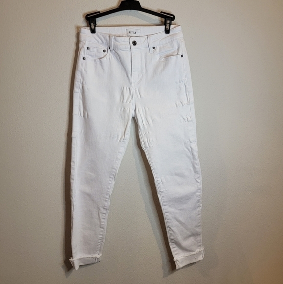 PISTOLA White distressed Frayed Cuff Jeans size 27 - Picture 1 of 9